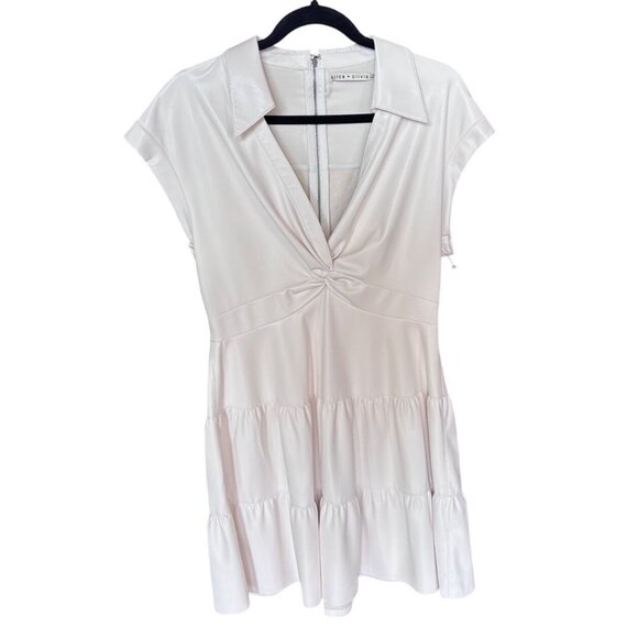 Alice + Olivia Mila Faux-Leather Minidress Off White New Size 10 New - Picture 6 of 16